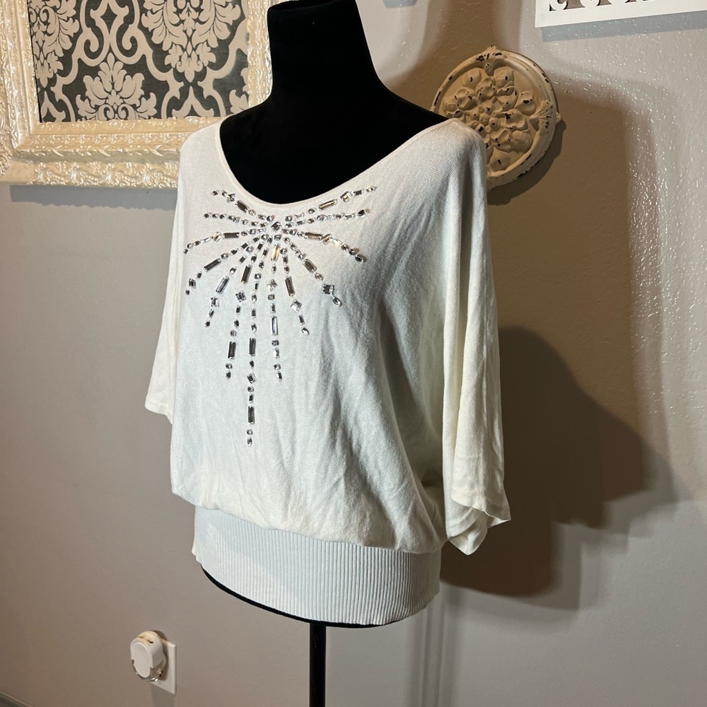 Boston Proper Embellished White Women's Top - Picture 6 of 12